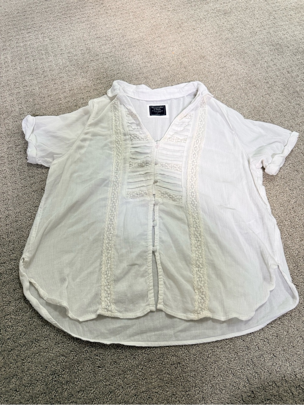Lightweight White Lace-Trim Women’s Blouse